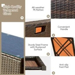 Costway 8PCS Patio Rattan Furniture Set Space-Saving Storage Cushion BlackTurquoiseNavy Cover -Crosley Sales Store GUEST febcdd0d 2e50 4f82 a820 279f1e30a6f8