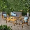 Panama 4pc Acacia Wood Patio Chair Set - Teak Finish - Christopher Knight Home