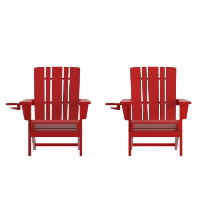 Emma And Oliver Set Of 2 Adirondack Chairs With Cup Holders, Weather Resistant HDPE Adirondack Chairs 12 Emma And Oliver Set Of 2 Adirondack Chairs With Cup Holders, Weather Resistant HDPE Adirondack Chairs - Image 12