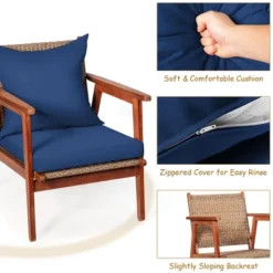 Costway 8PCS Patio Rattan Furniture Set Acacia Wood Frame Cushioned Sofa Chair RedNavy -Crosley Sales Store GUEST ff246fb0 7c55 42fd 8ec1 8cf36aae61f3