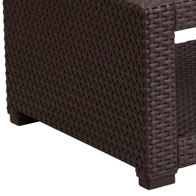 Emma And Oliver Chocolate Brown Faux Rattan Coffee Table 4 Emma And Oliver Chocolate Brown Faux Rattan Coffee Table - Image 4