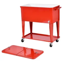 Costway 80-quart Cooler Beer Cart Outdoor Entertaining Rolling Party Steel Bar Bistro -Crosley Sales Store GUEST ffba26c5 d083 4e76 9490 0d5515e45125