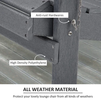 Outsunny 3 Piece Adirondack Chair Set Of 2, HDPE Folding Fire Pit Chairs And Patio Table, Outdoor Furniture With Slatted Seat, Dark Gray 3 Outsunny 3 Piece Adirondack Chair Set Of 2, HDPE Folding Fire Pit Chairs And Patio Table, Outdoor Furniture With Slatted Seat, Dark Gray - Image 3